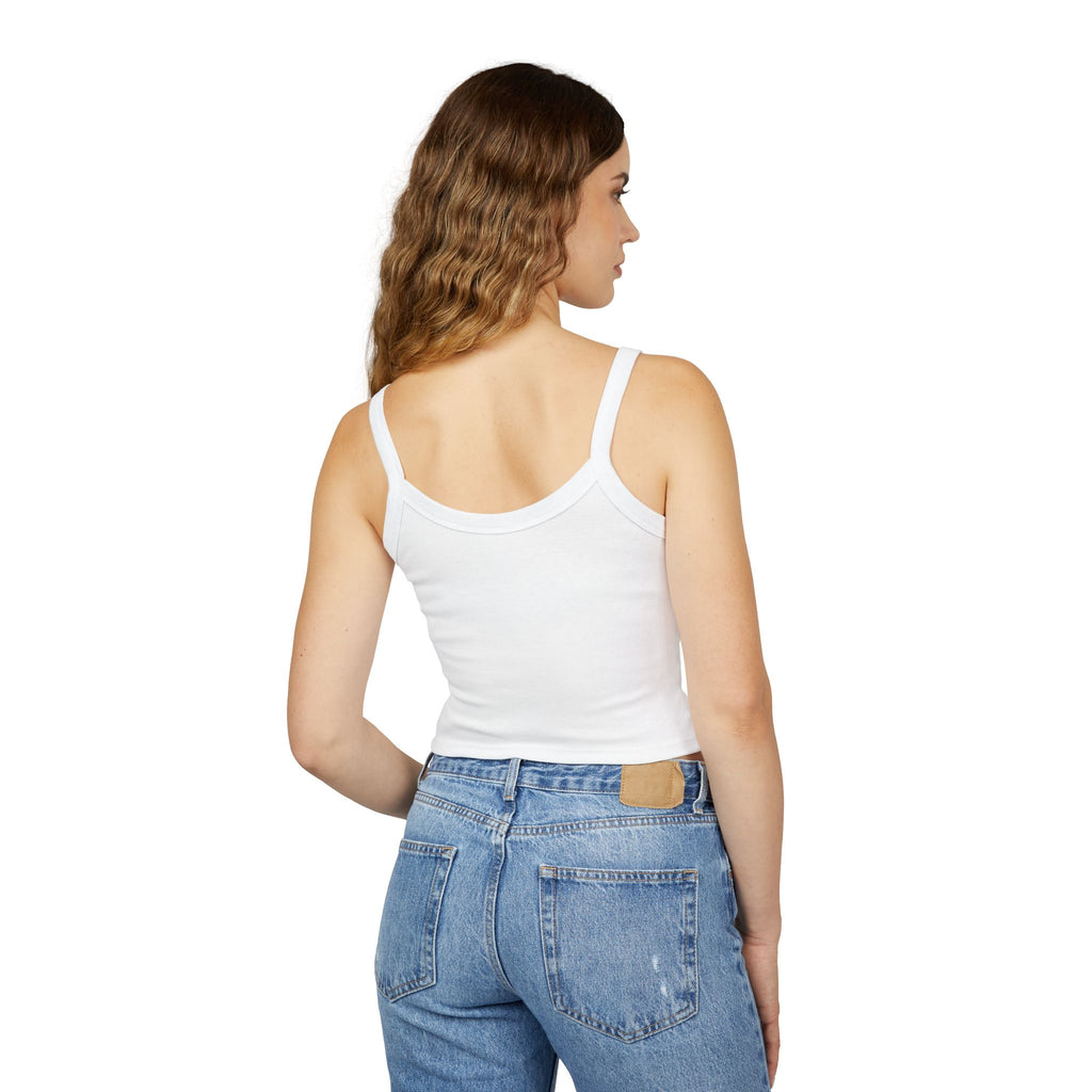 (White) HER Est. 2023 Spaghetti Strap Tank Top — Pink Retro Graphic Crop