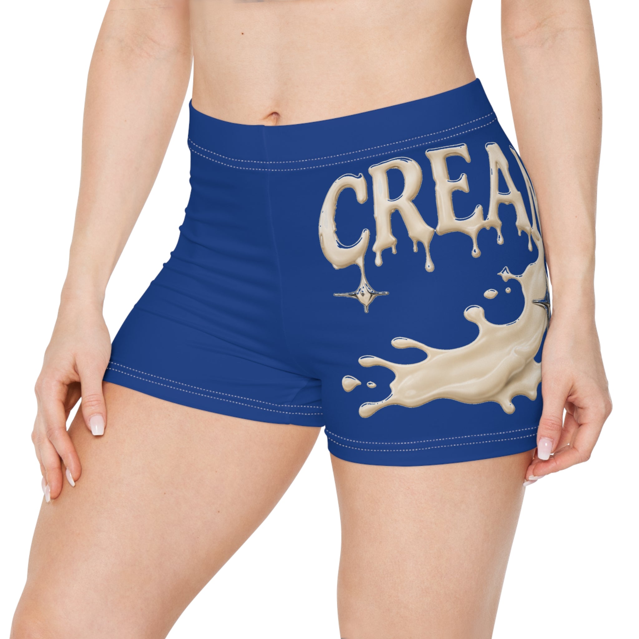 (Blue) Cream Drip Graphic Women's Shorts