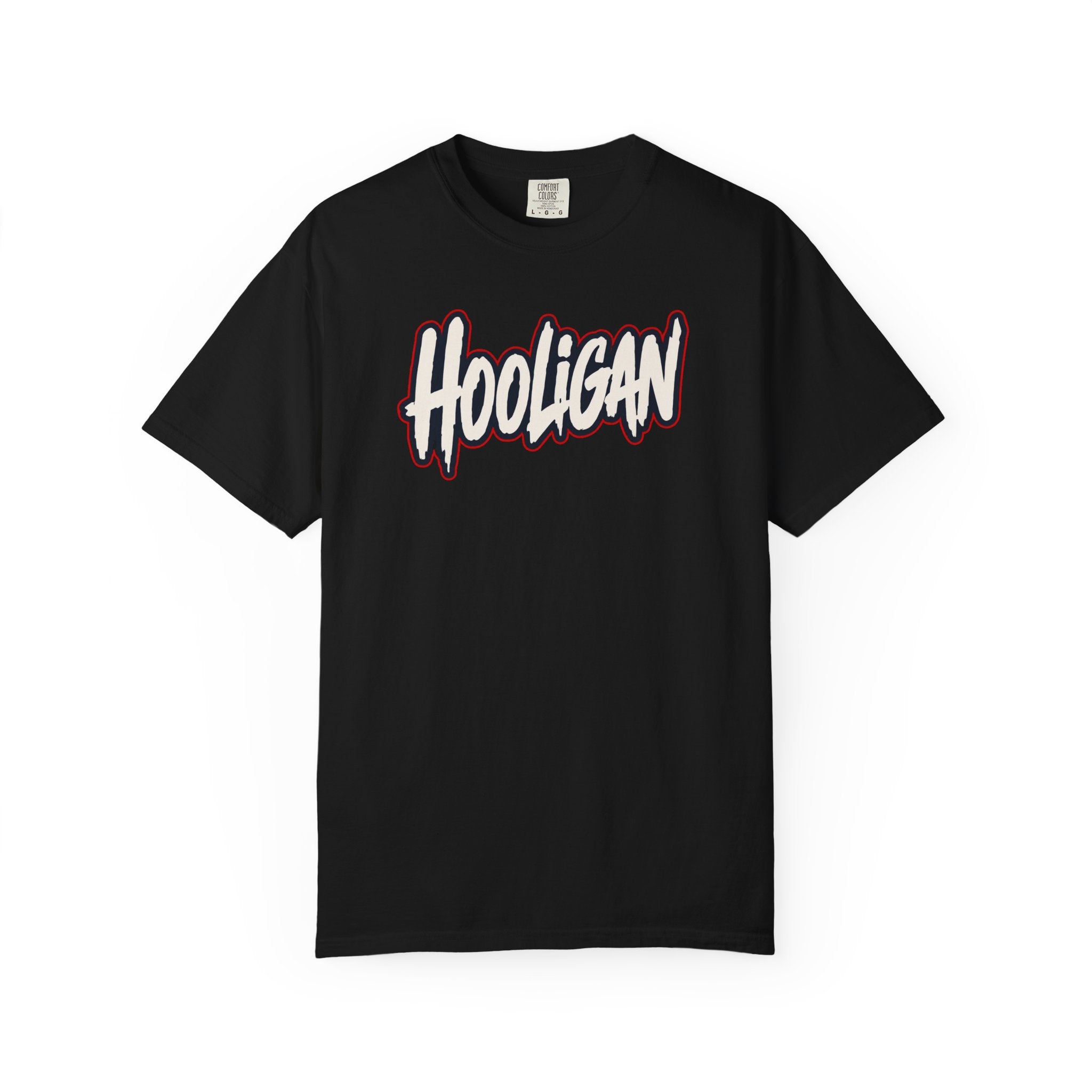Black Hooligan Graphic T-Shirt — Retro Street Art Astronaut Design