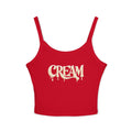 (Red) Cream Drip Graphic Tank Top — Women's Spaghetti-Strap Crop