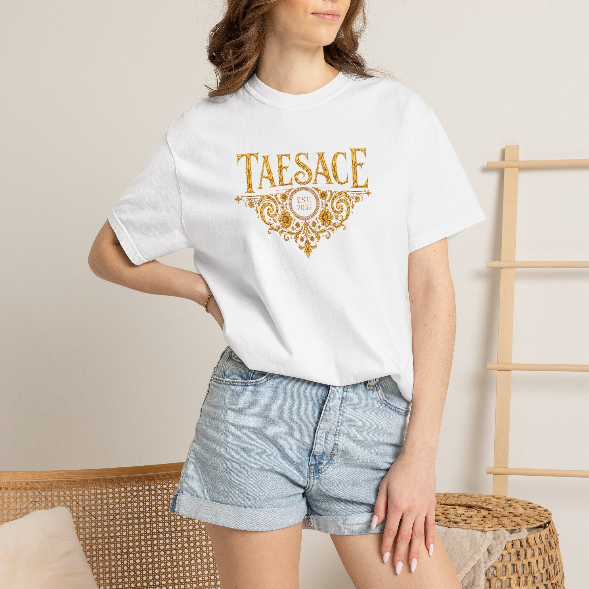 (White) Taesace Ornate Logo T-Shirt