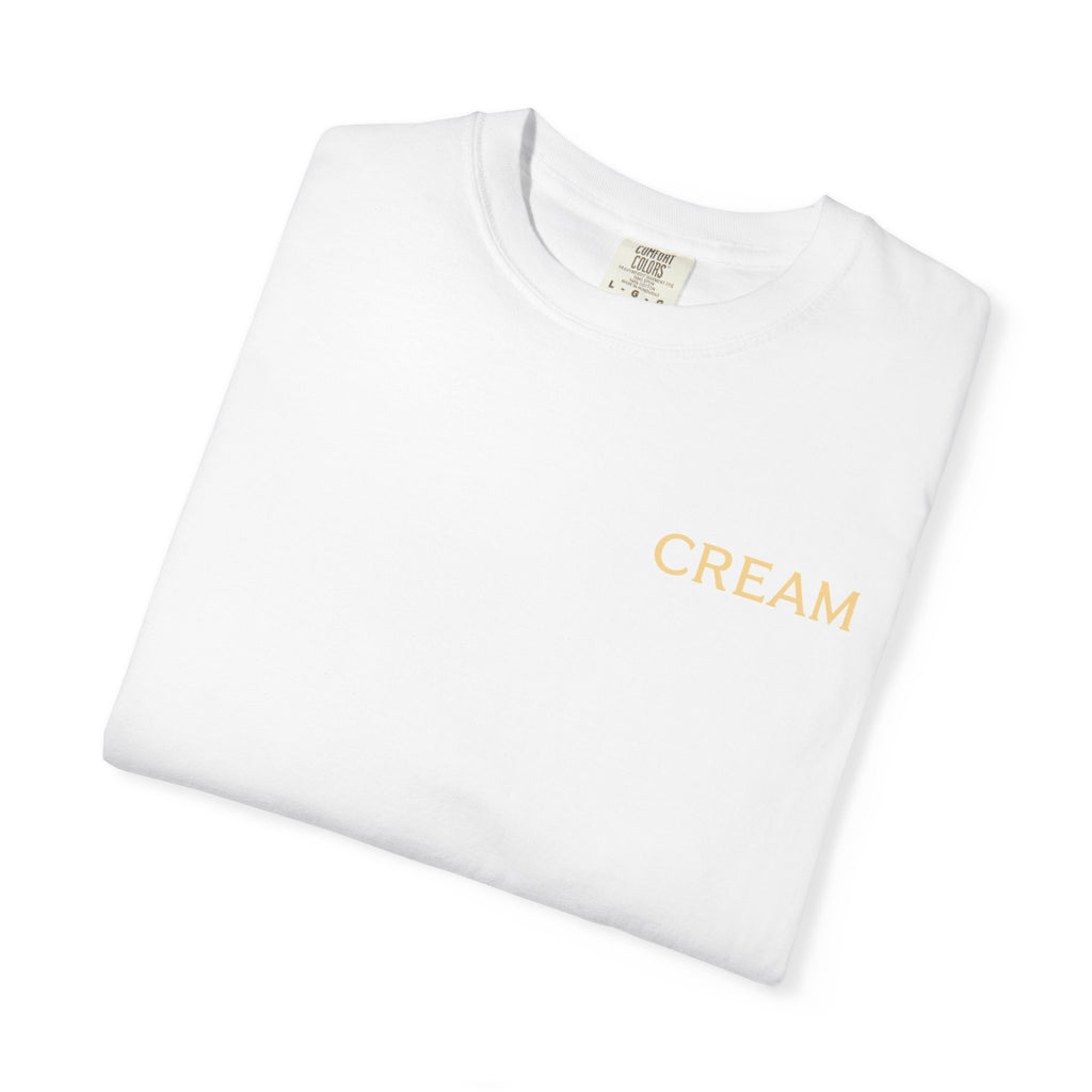(White) Ice Cream Cone Graphic T-Shirt — "Cream" Retro Dessert Tee