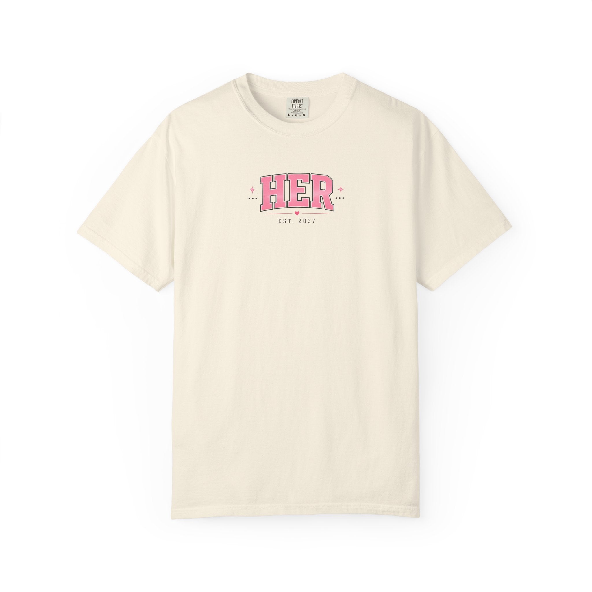(Ivory) HER Graphic T-Shirt — Pink Lip Art Vintage Logo Tee