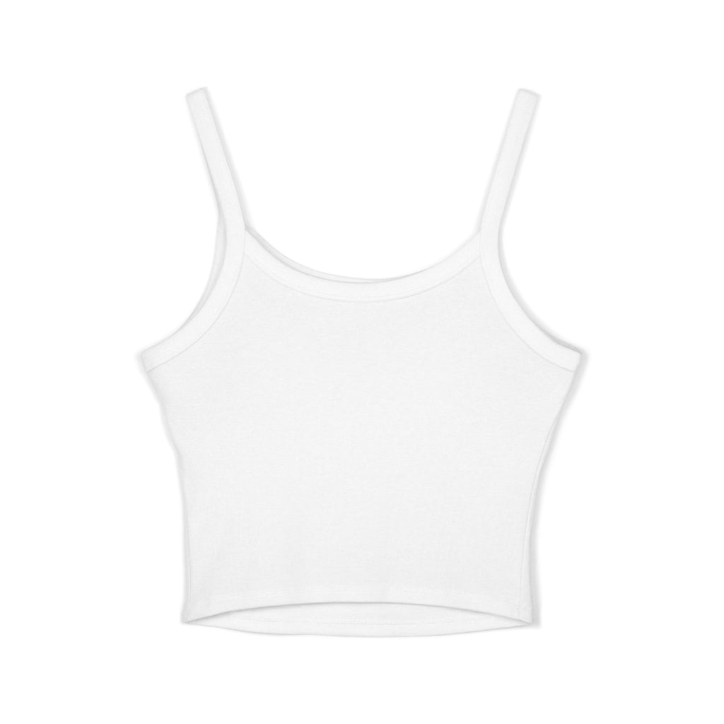 (White) Cream Drip Graphic Tank Top — Women's Spaghetti-Strap Crop