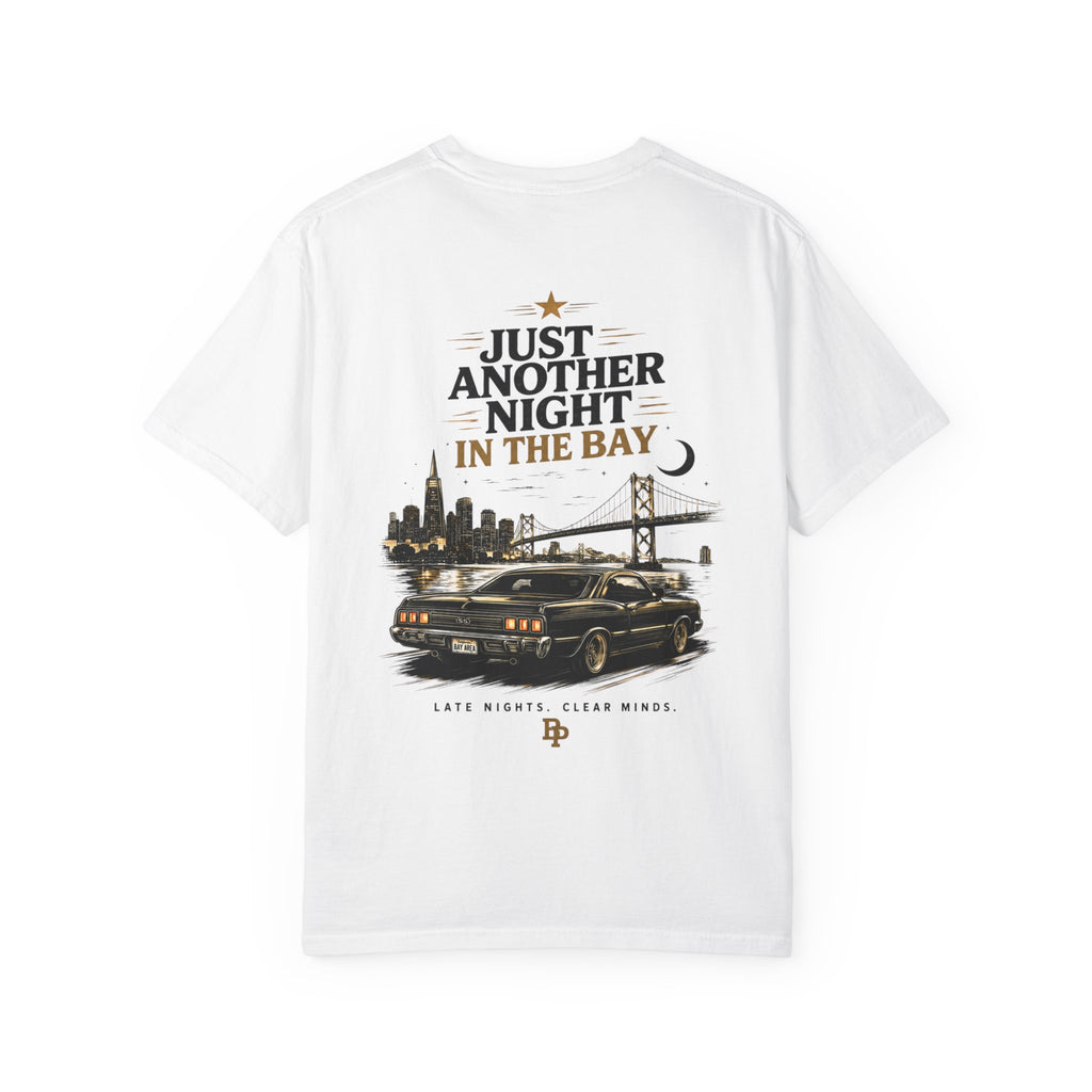 (White) "Just Another Night in the Bay" Vintage Car Graphic