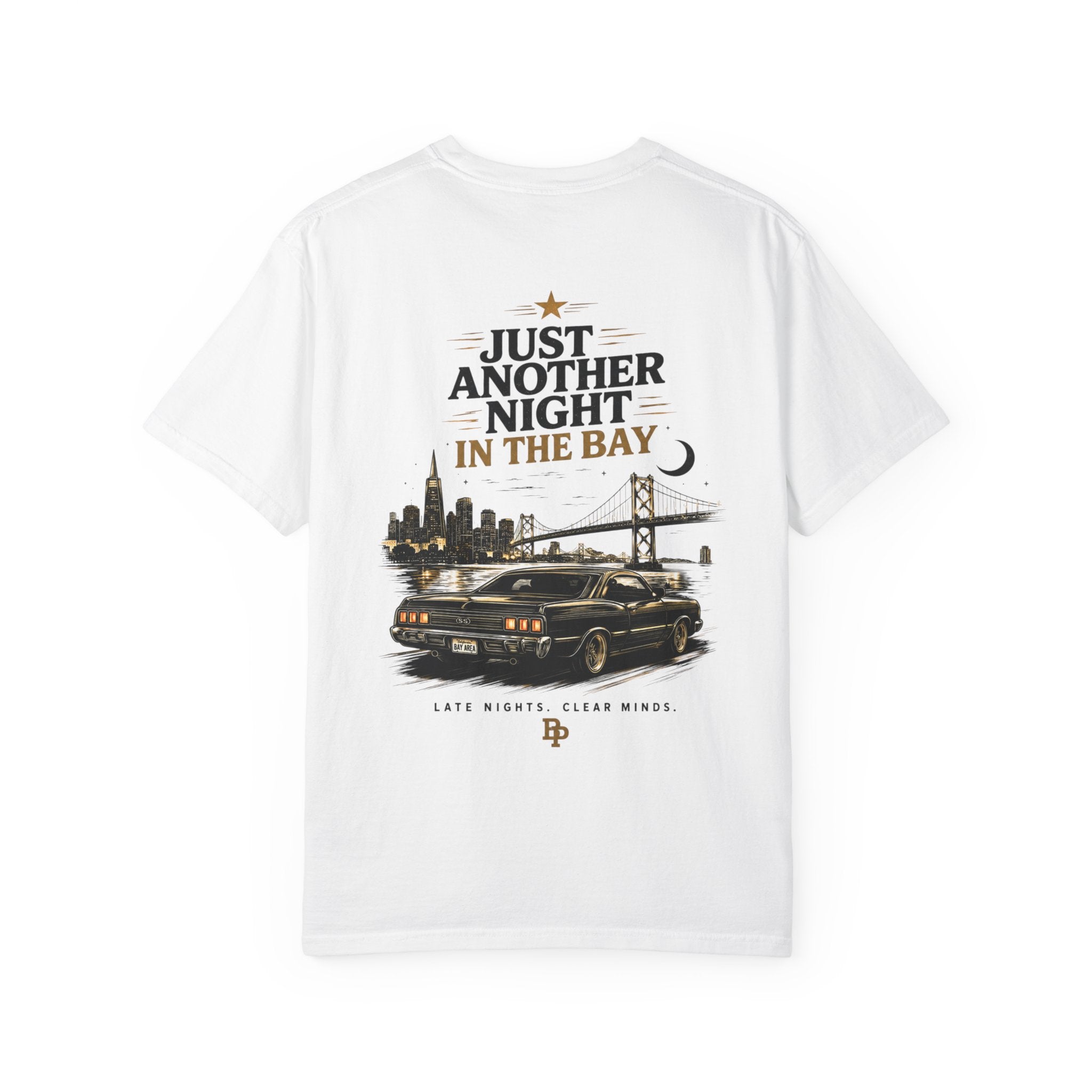 (White) "Just Another Night in the Bay" Vintage Car Graphic