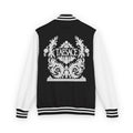 (Black & White) Letterman Jacket - Tarnce Crest Varsity Bomber with Ornate Back Emblem