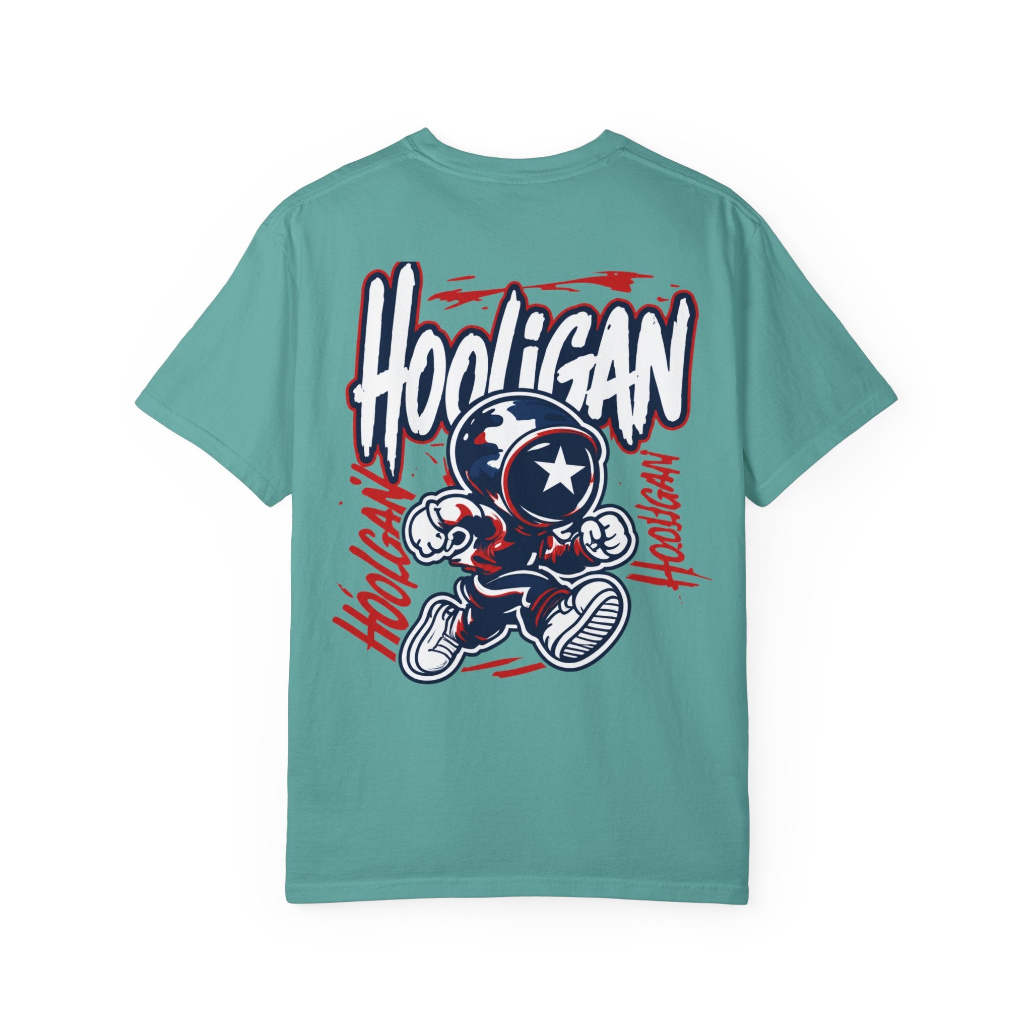 Seafoam Hooligan Graphic T-Shirt — Retro Street Art Astronaut Design