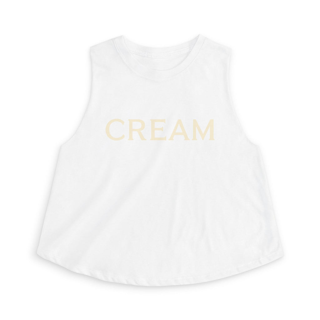 (White) Cream Graphic Crop Top — Minimalist Women's Casual Tank