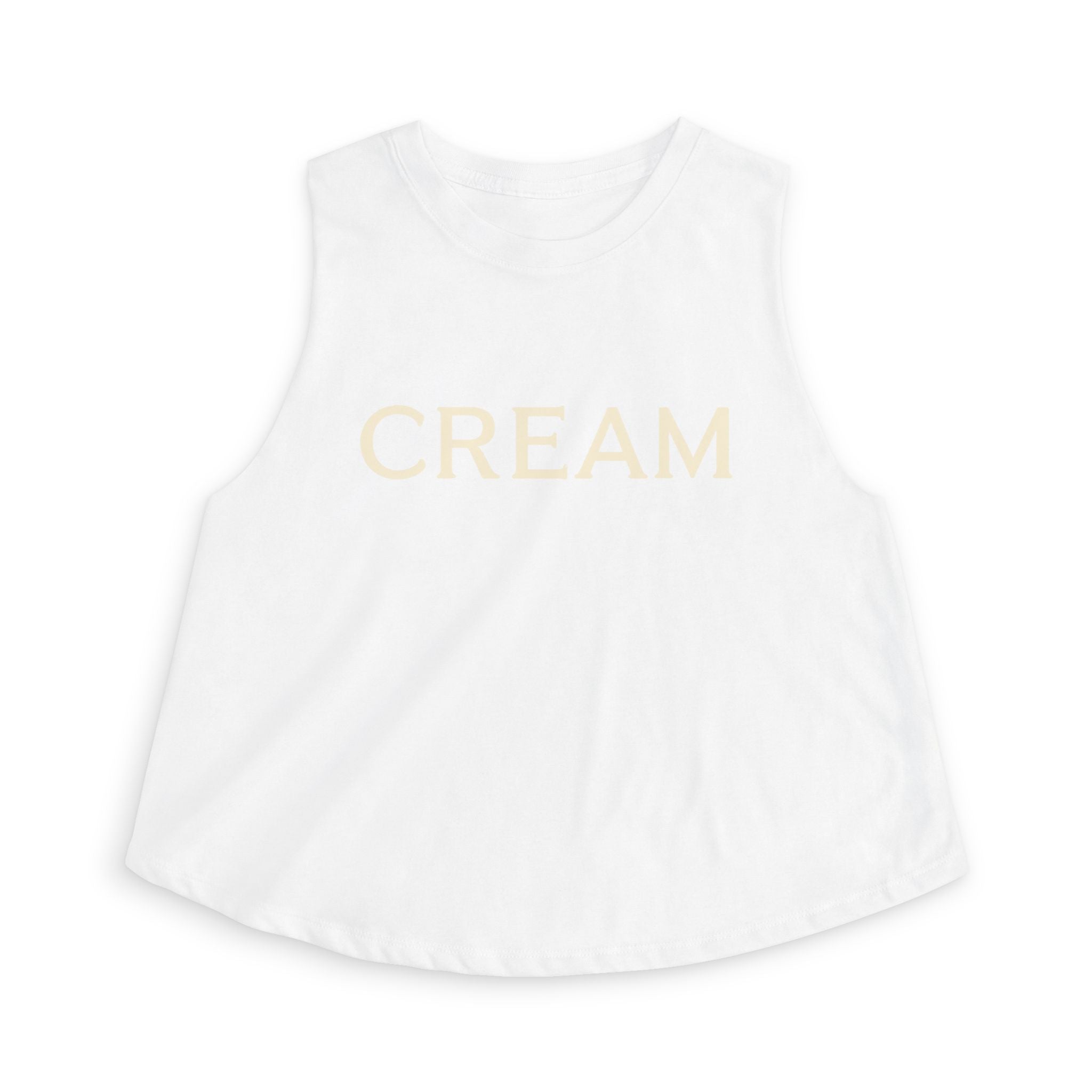 (White) Cream Graphic Crop Top — Minimalist Women's Casual Tank