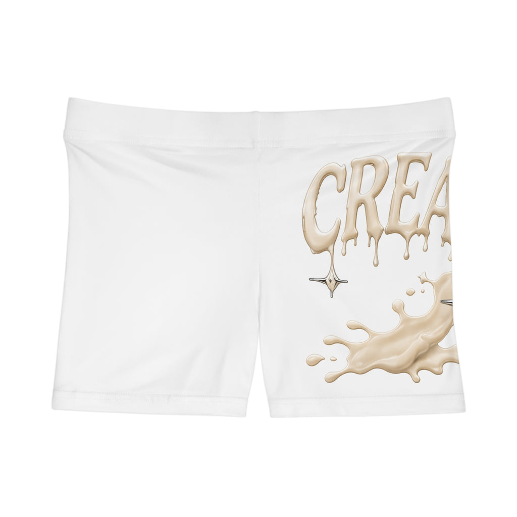 (White) Cream Drip Graphic Women's Shorts