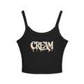(Black) Cream Drip Graphic Tank Top — Women's Spaghetti-Strap Crop