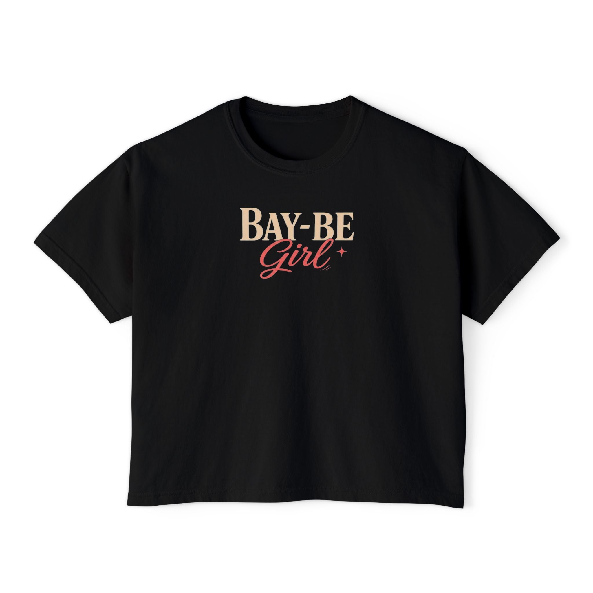 Black Bay-Be Girl Boxy Tee — West Coast Summer Graphic Tee (Golden Gate Design)