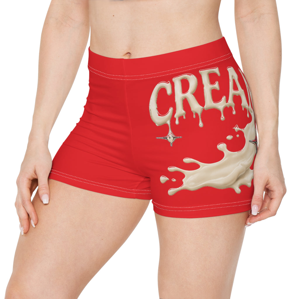 (Red) Cream Drip Graphic Women's Shorts
