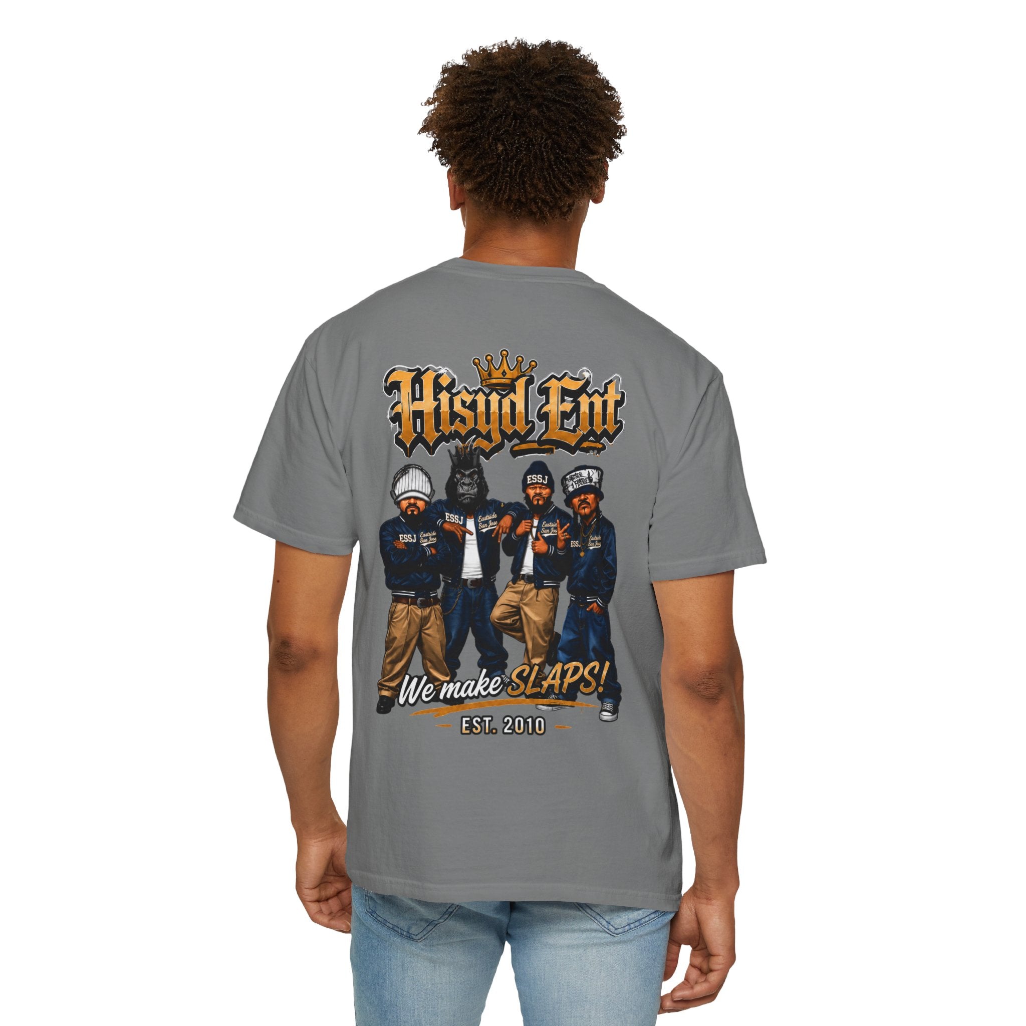 Grey Hisyd Ent T-Shirt — "Hsyd Ent: We Make Slaps!" Graphic Tee