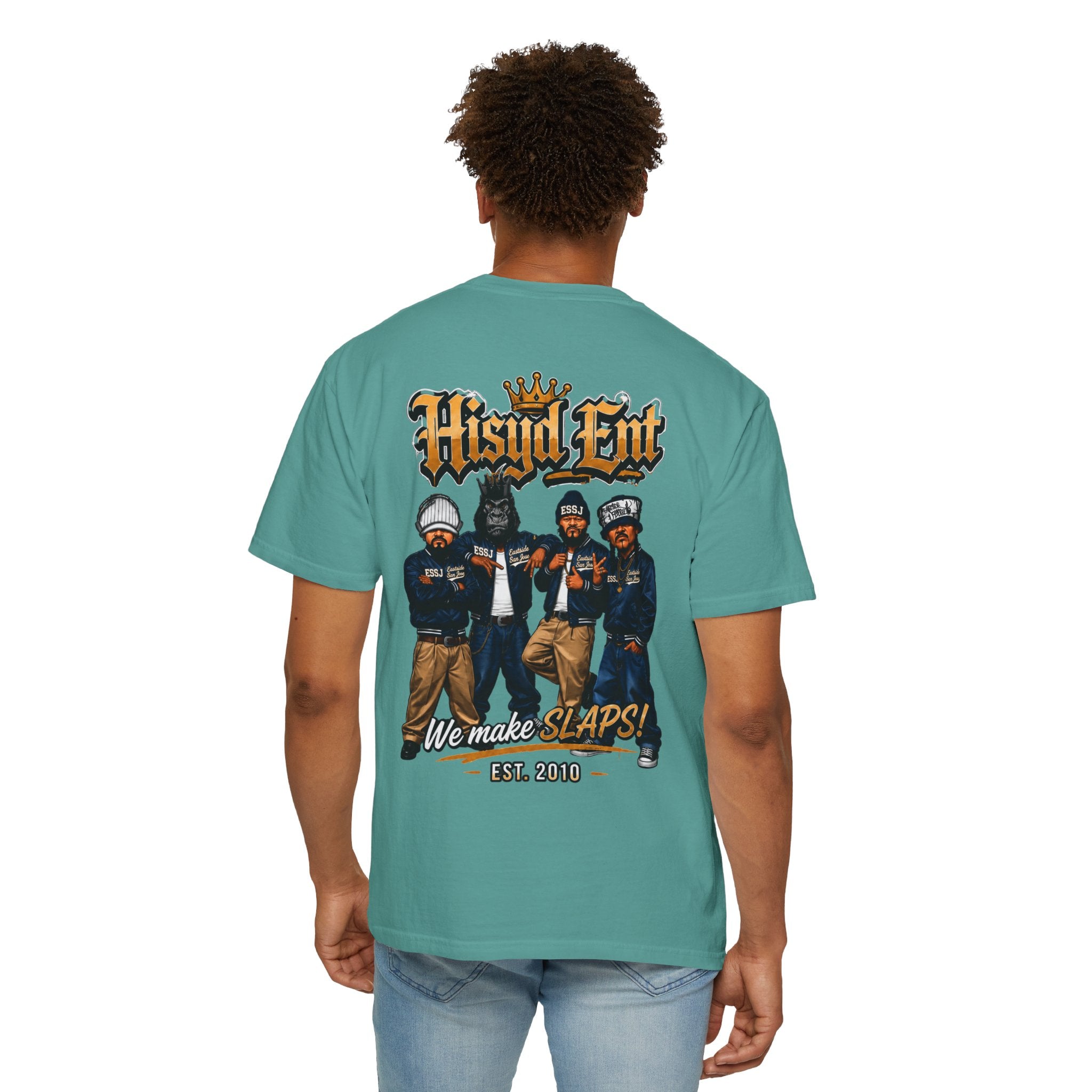 Seafoam Hisyd Ent T-Shirt — "Hsyd Ent: We Make Slaps!" Graphic Tee