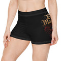 (Black) Bad Mamacita Women's Shorts — Gothic Rose Lip Graphic All-Over Print