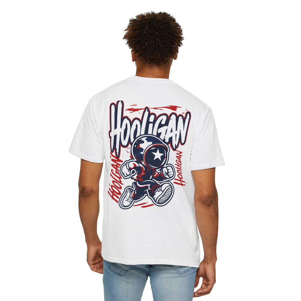 White Hooligan Graphic T-Shirt — Retro Street Art Astronaut Design