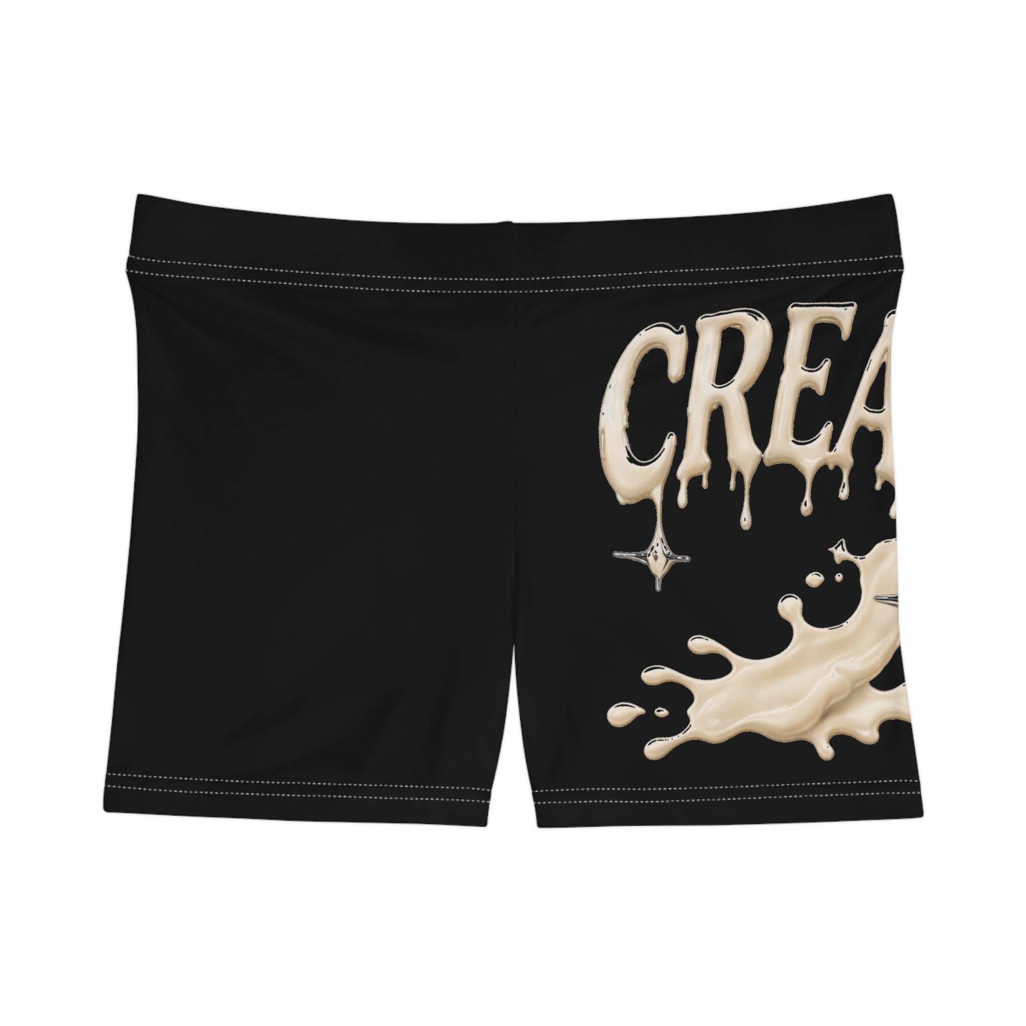 (Black) Cream Drip Graphic Women's Shorts