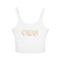 (White) Cream Drip Graphic Tank Top — Women's Spaghetti-Strap Crop