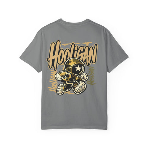 Grey Hooligan Graphic T-Shirt — Retro Street Art Astronaut Design