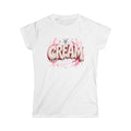 (White) Cream Graphic Tee — Retro Pink Graffiti Streetwear for Women