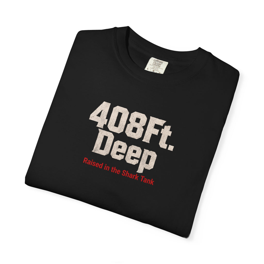 (Black) 408 Ft. Deep Shark Tank T-Shirt — Raised in the Shark Tank Graphic Tee