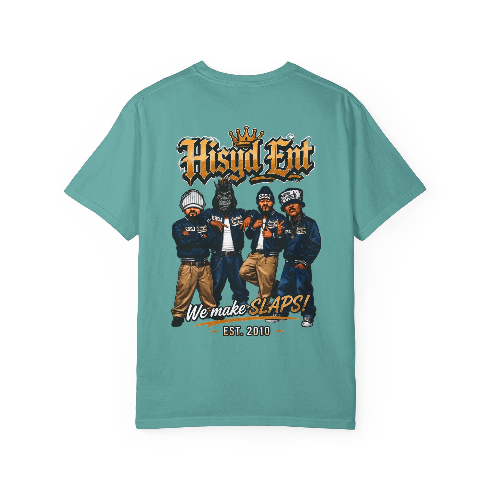 Seafoam Hisyd Ent T-Shirt — "Hsyd Ent: We Make Slaps!" Graphic Tee
