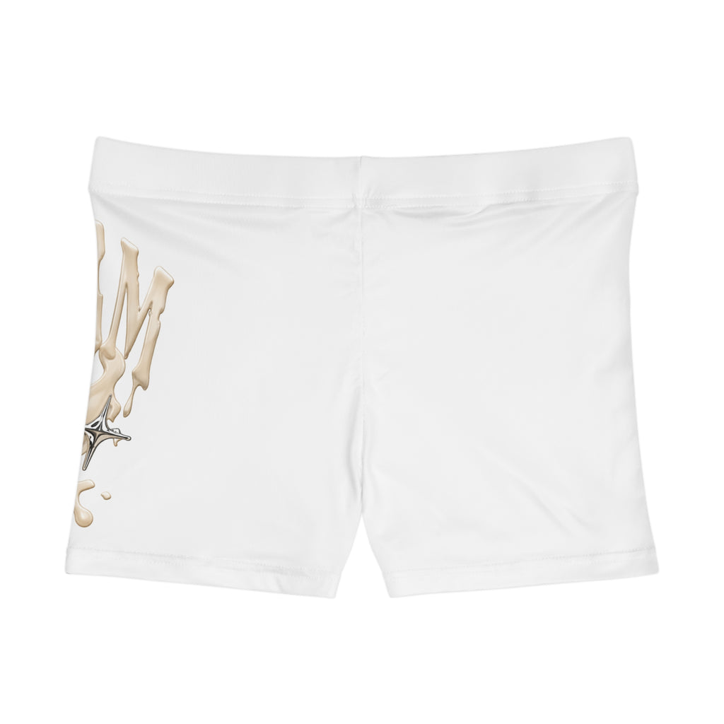 (White) Cream Drip Graphic Women's Shorts