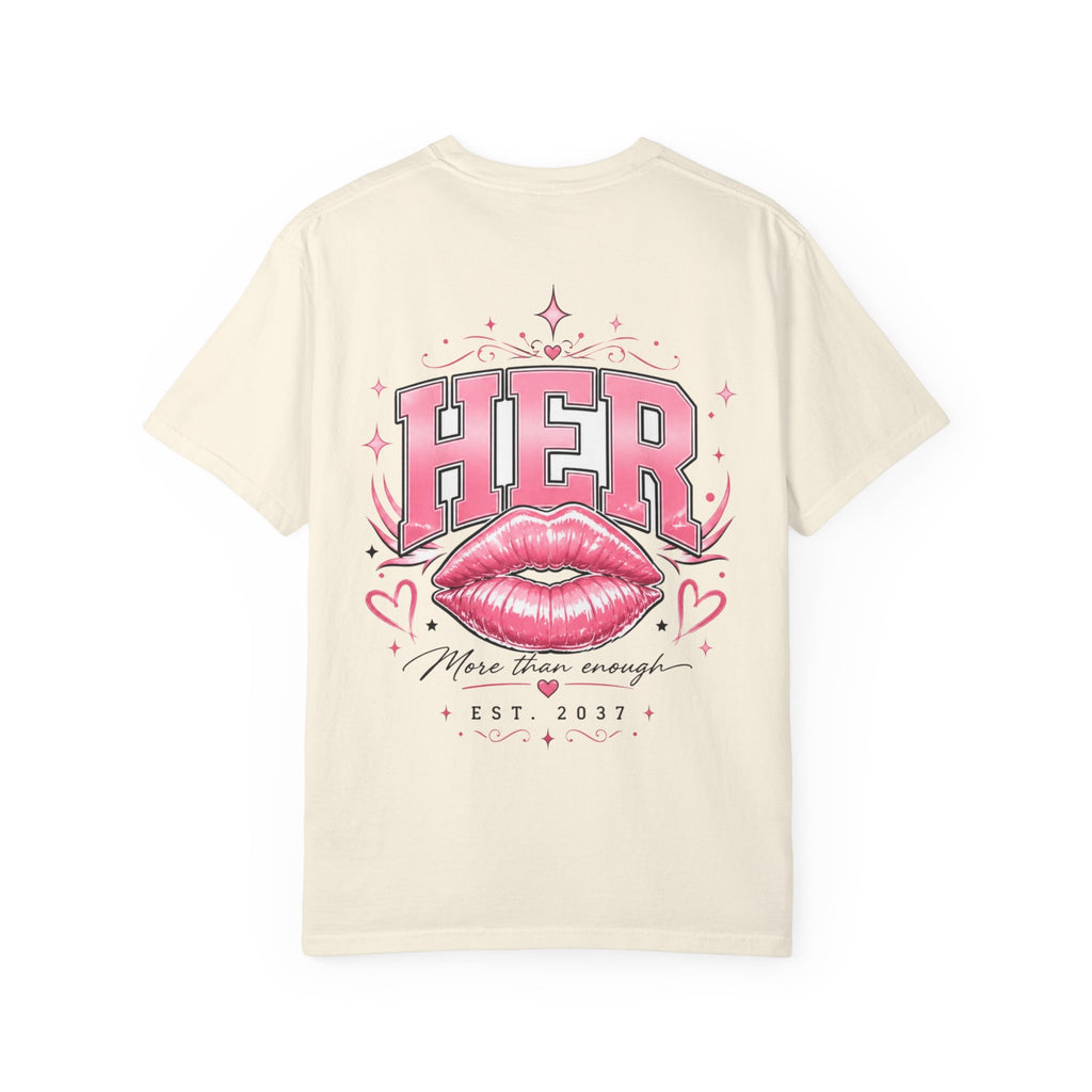 (Ivory) HER Graphic T-Shirt — Pink Lip Art Vintage Logo Tee