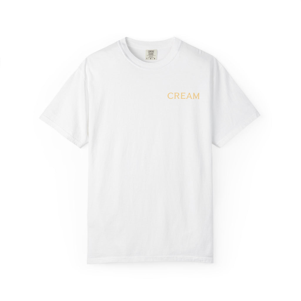 (White) Ice Cream Cone Graphic T-Shirt — "Cream" Retro Dessert Tee