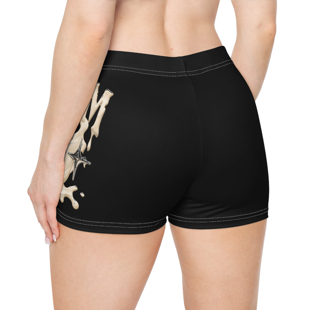 (Black) Cream Drip Graphic Women's Shorts