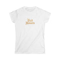 (White) Women's Tee — "Bad Mamacita" Gothic Script & Red Lips Graphic