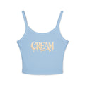 (Sky Blue) Cream Drip Graphic Tank Top — Women's Spaghetti-Strap Crop
